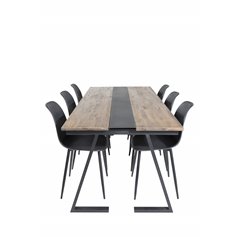 Jakarta Dining Table , 200*90*H75 - Dark Teak / Black, Polar Plastic Dining Chair - Black Legs / Black Plastic_6