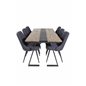 Jakarta Dining Table , 200*90*H75 - Dark Teak / Black, Velvet Deluxe Dining Chair - Black Legs - Black Fabric_6