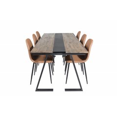 Jakarta Dining Table , 200*90*H75 - Dark Teak / Black, Polar Dining Chair - Brown / Black _6