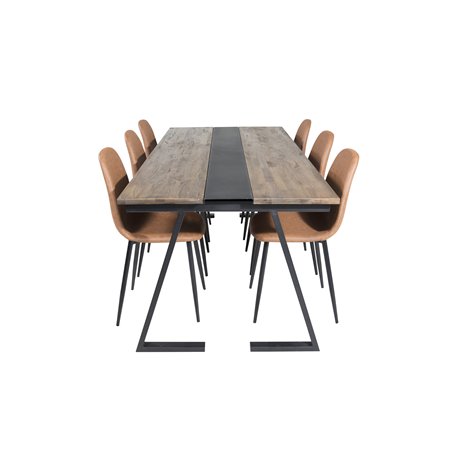 Jakarta Dining Table , 200*90*H75 - Dark Teak / Black, Polar Dining Chair - Brown / Black _6