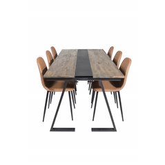 Jakarta Dining Table , 200*90*H75 - Dark Teak / Black, Polar Dining Chair - Brown / Black _6