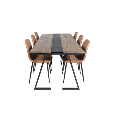 Jakarta Dining Table , 200*90*H75 - Dark Teak / Black, Polar Dining Chair - Brown / Black _6