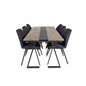 Jakarta Dining Table , 200*90*H75 - Dark Teak / Black, Gemma  Dining Chair - Black Legs - Black Fabric_6