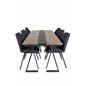 Jakarta Dining Table , 200*90*H75 - Dark Teak / Black, Gemma  Dining Chair - Black Legs - Black Fabric_6