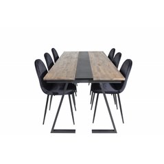 Jakarta Dining Table , 200*90*H75 - Dark Teak / Black, Polar Dining Chair - Black legs / Black Velvet (ersätter 19902-888)_6