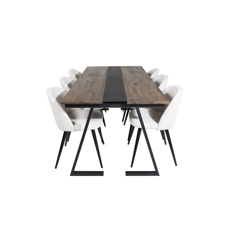 Jakarta Dining Table , 200*90*H75 - Dark Teak / Black, Velvet Dining Chair Corduroy - Beige / Black_6