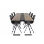 Jakarta Dining Table , 200*90*H75 - Dark Teak / Black, Polar Dining Chair with Spin function - black Legs - Black PU - Black Sti