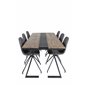 Jakarta Dining Table , 200*90*H75 - Dark Teak / Black, Polar Dining Chair with Spin function - black Legs - Black PU - Black Sti