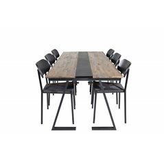 Jakarta Dining Table , 200*90*H75 - Dark Teak / Black, Polly Dining Chair - Black / Black_6