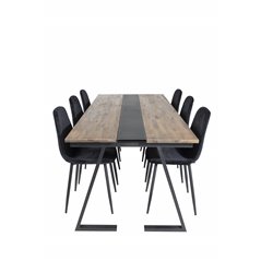 Jakarta Dining Table , 200*90*H75 - Dark Teak / Black, Polar Diamond Dining Chair - Black Legs - Black Velvet_6