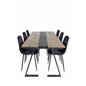 Jakarta Dining Table , 200*90*H75 - Dark Teak / Black, Polar Diamond Dining Chair - Black Legs - Black Velvet_6