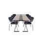 Jakarta Dining Table , 200*90*H75 - Dark Teak / Black, Arrow armchair - Black Legs - Black Velvet_6