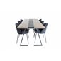 Jakarta Dining Table , 200*90*H75 - Dark Teak / Black, Wrinkles Dining Chair - Black Legs - Black  Velvet_6