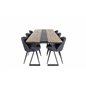 Jakarta Dining Table , 200*90*H75 - Dark Teak / Black, Velvet Dining Chiar  - Black legs- Black Fabric_6