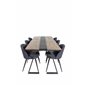 Jakarta Dining Table , 200*90*H75 - Dark Teak / Black, Velvet Dining Chiar  - Black legs- Black Fabric_6