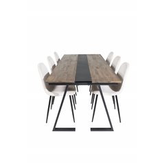 Jakarta Dining Table , 200*90*H75 - Dark Teak / Black, Polar Dining Chair- Black legs / Beige Velvet (ersätter 19902-880)_6