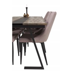 Jakarta Dining Table , 200*90*H75 - Dark Teak / Black, Leone Dining Chair - Pink / Black_6