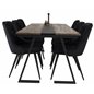 Jakarta Dining Table , 200*90*H75 - Dark Teak / Black, Velvet Deluxe Dining Chair - Black / Black_6