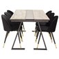 Jakarta Dining Table , 200*90*H75 - Dark Teak / Black, Velvet Dining Chair Brass - Black / Black_6