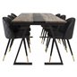 Jakarta Dining Table , 200*90*H75 - Dark Teak / Black, Velvet Dining Chair w, Stiches - PU - Black / Black_6