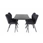 Silar Extention Table  - Black Melamine / Black Legs, Gemma  Dining Chair - Black Legs - Black Fabric_4