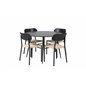 Silar Dining Table - Round 100  cm - Black Melamine / Black Legs, Polly Dining Chair - Nature / Black_4