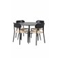 Silar Dining Table - Round 100  cm - Black Melamine / Black Legs, Polly Dining Chair - Nature / Black_4