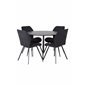 Silar Dining Table - Round 100 cm - Black Melamine / Black Legs, Gemma Dining Chair - Black Legs - Black Fabric_4