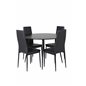 Silar Dining Table - Round 100 cm - Black Melamine / Black Legs, Slim High Back Dining Chair - Black Legs - Black PU_4
