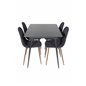 Silar Extention Table  - Black Melamine / Black Legs, Polar Dining Chair - Walnut Legs - Black Fabric_4