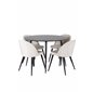 Silar Dining Table - Round 100  cm - Black Melamine / Black Legs, Velvet Dining Chair - Beige / Black_4