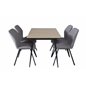 Silar Extention Table  - "Wood Look"  Melamine / Black Legs, Gemma  Dining Chair - Black Legs - Grey Fabric_4