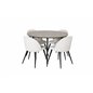 Silar Dining Table - Round 100 cm - "Wood Look"  Melamine / Black Legs, Velvet Dining Chair Corduroy - Beige / Black_4