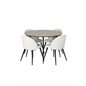 Silar Dining Table - Round 100 cm - "Wood Look"  Melamine / Black Legs, Velvet Dining Chair Corduroy - Beige / Black_4