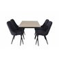 Silar Extention Table  - "Wood Look"  Melamine / Black Legs, Velvet Deluxe Dining Chair - Black Legs - Black Fabric_4