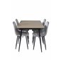 Silar Extention Table  - "Wood Look"  Melamine / Black Legs, Polar Diamond Dining Chair - Black Legs - Grey Velvet_4