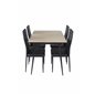 Silar Extention Table - "Wood Look" Melamine / Black Legs, Slim High Back Dining Chair - Black Legs - Black PU_4