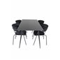 Silar Dining Table - 180 cm - Black Melamine / Black Legs, Arrow armchair - Black Legs - Black Velvet_4