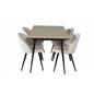 Silar Extention Table  - "Wood Look"  Melamine / Black Legs, Velvet Dining Chair - Beige / Black_4