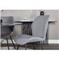 Estelle Round Dining Table ø106 H75 - Black / Brass, Gemma Dining Chair - Black Legs - Grey Fabric_4