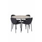 Silar Dining Table - Round 100 cm - "Wood Look" Melamine / Black Legs, Vault Dining Chair - Black Legs - Black Fabric_4