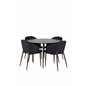 Silar Dining Table - Round 100  cm - Black Melamine / Black Legs, Arch Dining Chair - Walnut Legs - Black Fabric_4