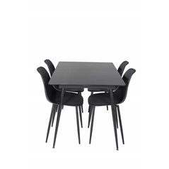 Silar Extention Table  - Black Melamine / Black Legs, Polar Plastic Dining Chair - Black Legs / Black Plastic_4