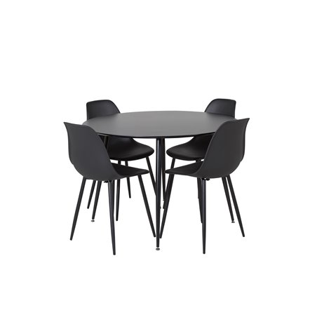 Silar Dining Table - Round 100 cm - Black Melamine / Black Legs, Polar Plastic Dining Chair - Black Legs / Black Plastic_4