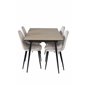 Silar Extention Table  - "Wood Look"  Melamine / Black Legs, Polar Dining Chair- Black legs / Beige Velvet (ersätter 19902-880)_