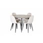 Silar Dining Table - Round 100 cm - "Wood Look" Melamine / Black Legs, Polar Dining Chair- Black legs / Beige Velvet (ersätter 