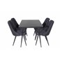 Silar Extention Table  - Black Melamine / Black Legs, Velvet Deluxe Dining Chair - Black Legs - Black Fabric_4