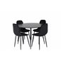 Silar Dining Table - Round 100 cm - Black Melamine / Black Legs, Polar Diamond Dining Chair - Black Legs - Black Velvet_4