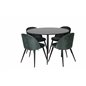 Silar Dining Table - Round 100 cm - Black Melamine / Black Legs, Velvet Dining Chair - Green / Black_4