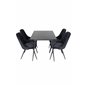 Silar Extention Table  - Black Melamine / Black Legs, Velvet Deluxe Dining Chair - Black / Black_4